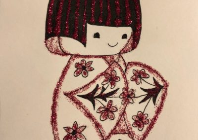 Poupée japonaise - carte de vœux fait à la main
