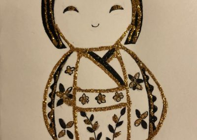 Poupée japonaise - carte de vœux fait à la main