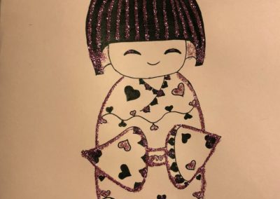 Poupée japonaise - carte de vœux fait à la main