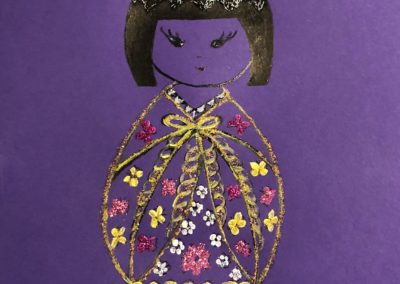 Poupée japonaise - carte de vœux fait à la main