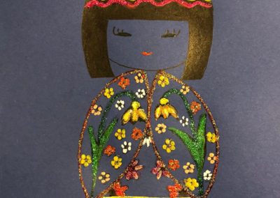 Poupée japonaise - carte de vœux fait à la main