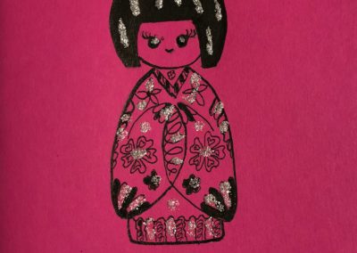 Poupée japonaise - carte de vœux fait à la main