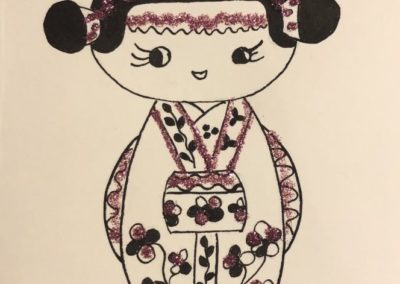 Poupée japonaise - carte de vœux fait à la main