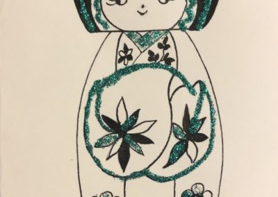 Poupée japonaise - carte de vœux fait à la main