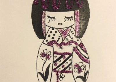 Poupée japonaise - carte de vœux fait à la main