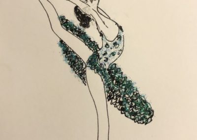 Ballerine - carte de vœux fait à la main